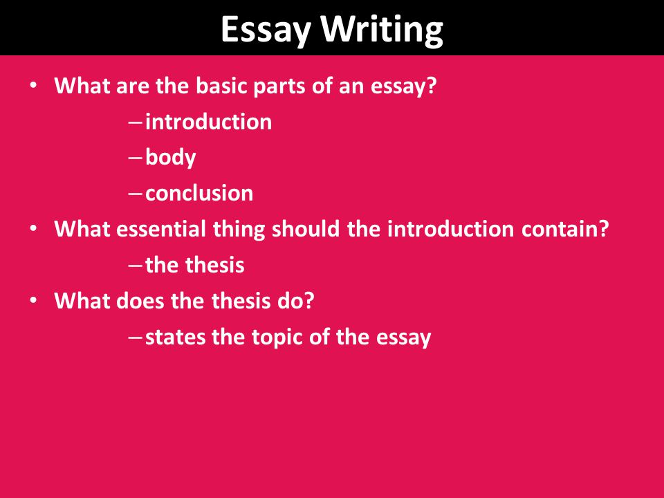 What part of an essay is the thesis